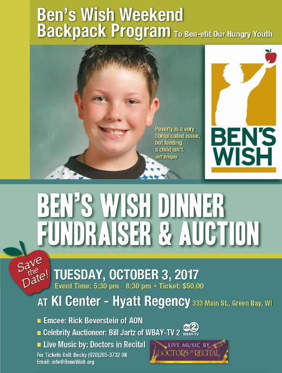 Ben's Wish Dinner Fundraise & Auction - Tuesday, October 3, 2017